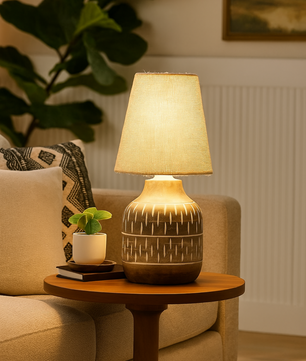 Wooden Table Lamp with Jute Shade