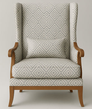 Premium Wingback Lounge Chair with Modern Geometric Velvet Fabric & Solid Wood Frame