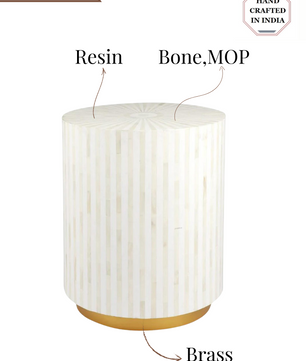 Inlay Drum Side Table