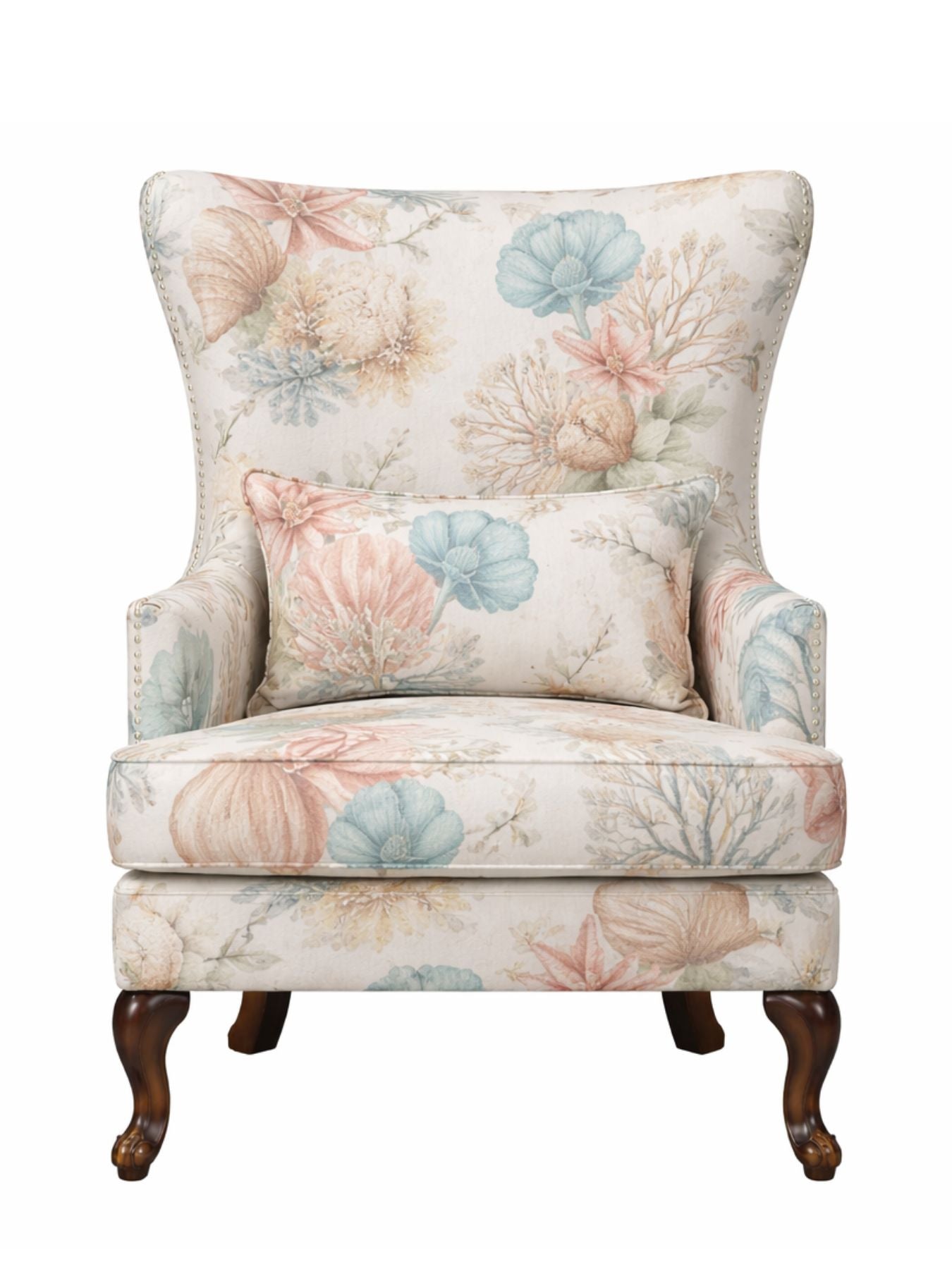 Esten Floral Wingback Accent Chair