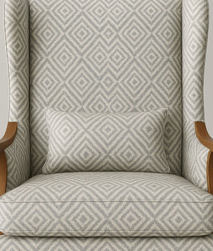 Premium Wingback Lounge Chair with Modern Geometric Velvet Fabric & Solid Wood Frame