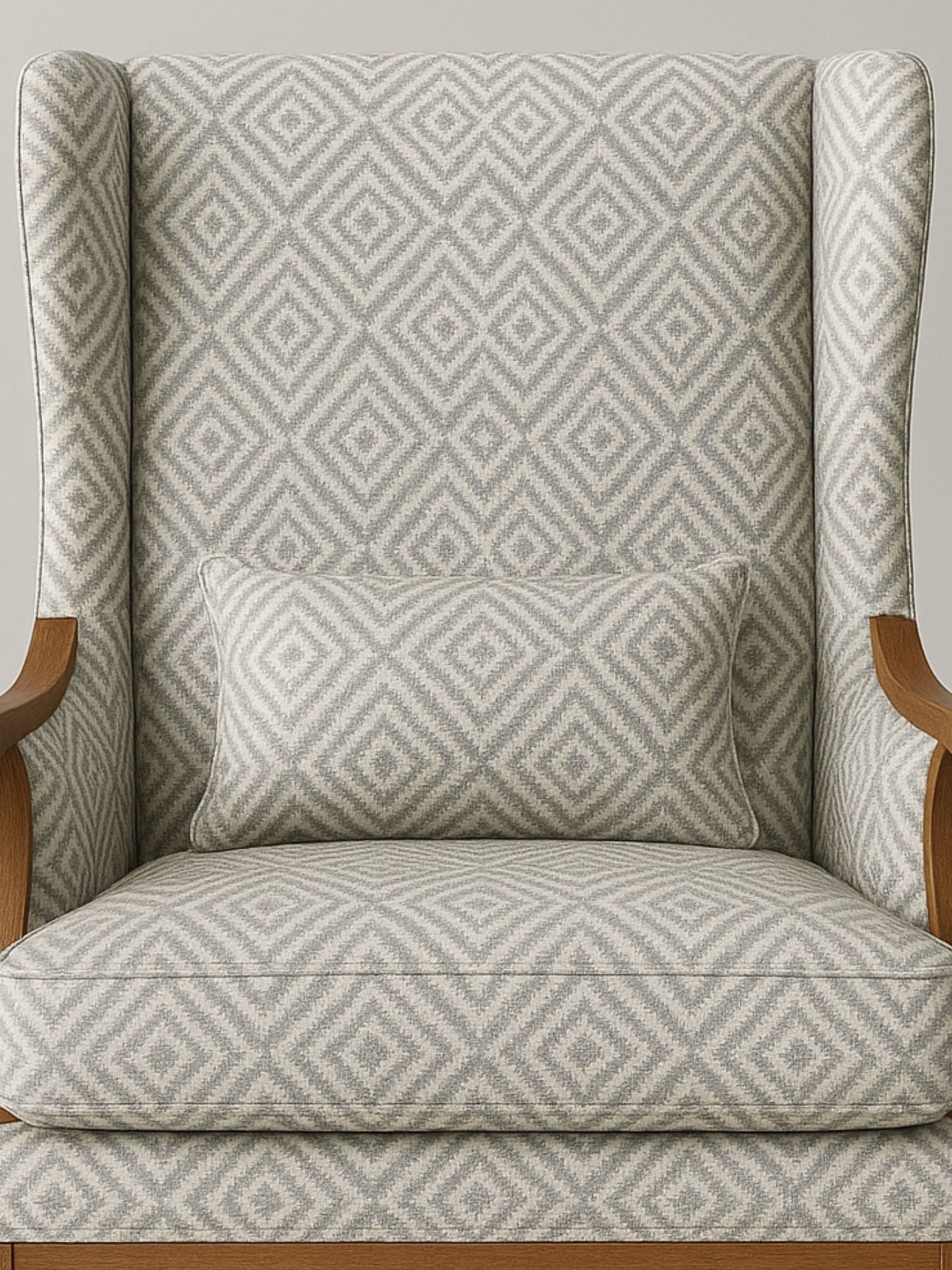 Premium Wingback Lounge Chair with Modern Geometric Velvet Fabric & Solid Wood Frame