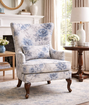 Floréva Wingback Accent Chair – Luxury Printed Fabric