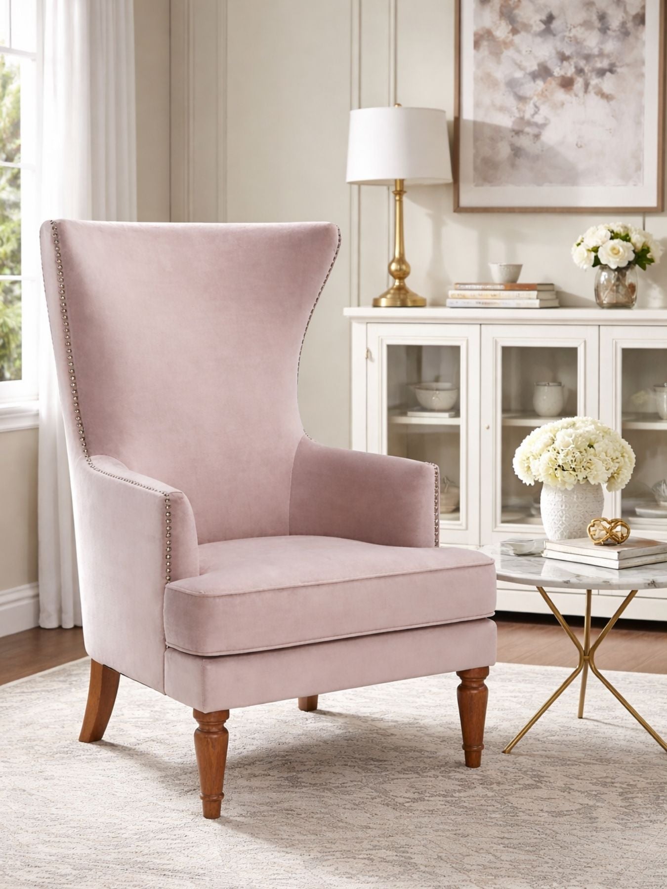Elysian Velvet Wingback Accent Chair