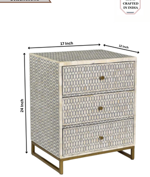 Inlay Bedside Table with Gold Legs -Targua