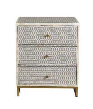Inlay Bedside Table with Gold Legs -Targua
