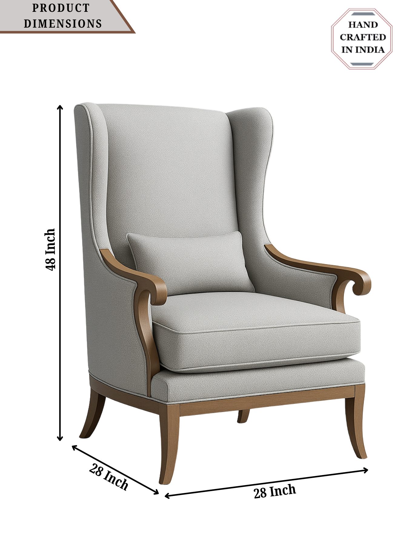 Premium Wingback Lounge Chair with Modern Velvet Fabric with Cushion