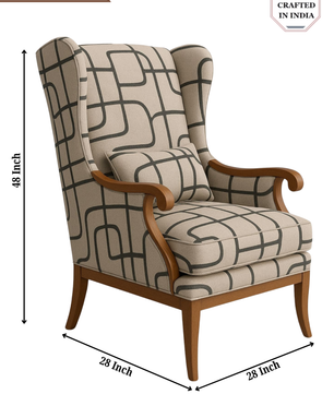 Modern Wingback Accent Chair with Contemporary Fabric