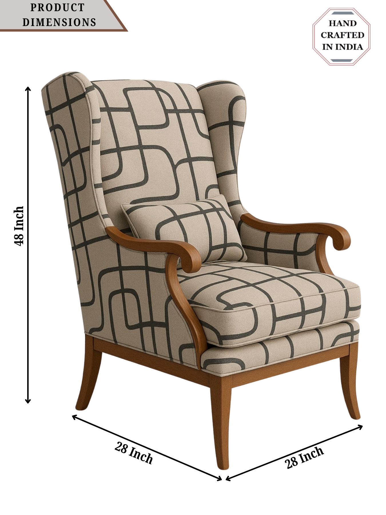 Modern Wingback Accent Chair with Contemporary Fabric