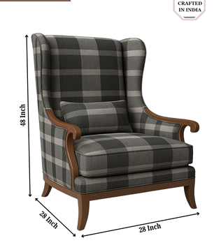 Elegant Wingback Accent Chair in Premium Velvet Fabric with Cushion