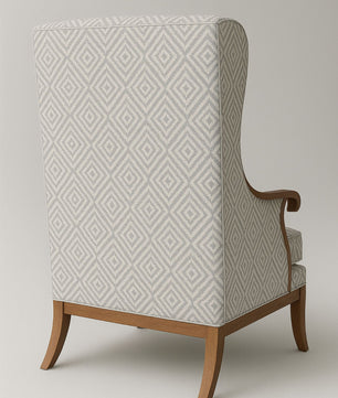 Premium Wingback Lounge Chair with Modern Geometric Velvet Fabric & Solid Wood Frame