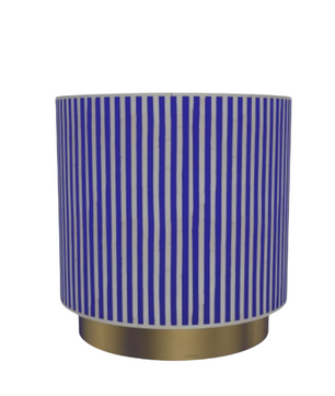 Inlay Drum Side Table with Base - Waterfall