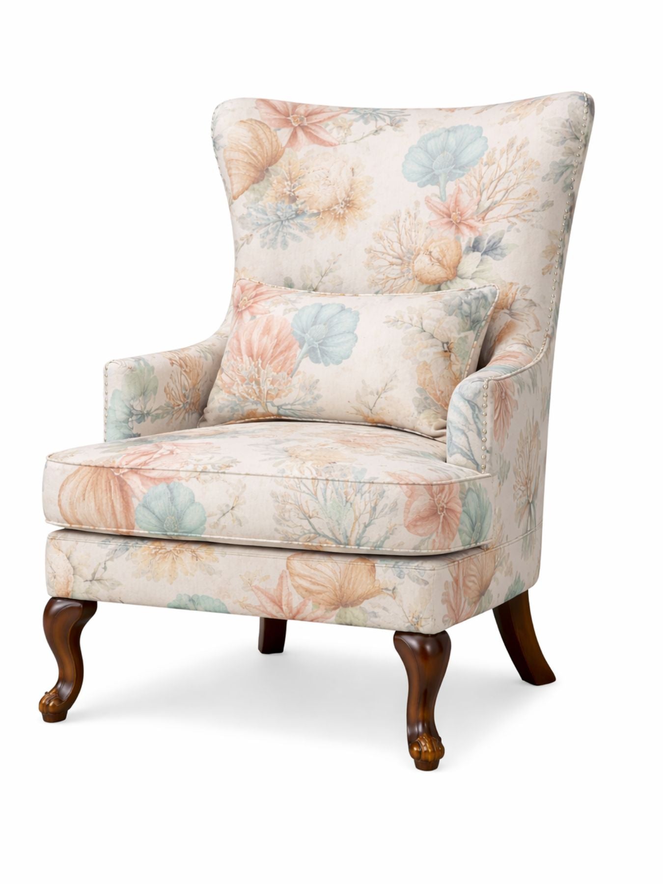 Esten Floral Wingback Accent Chair