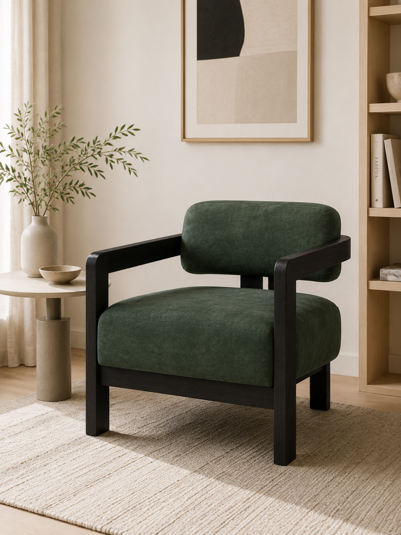 Kayra Accent Chair in Black Teak Wood Finish