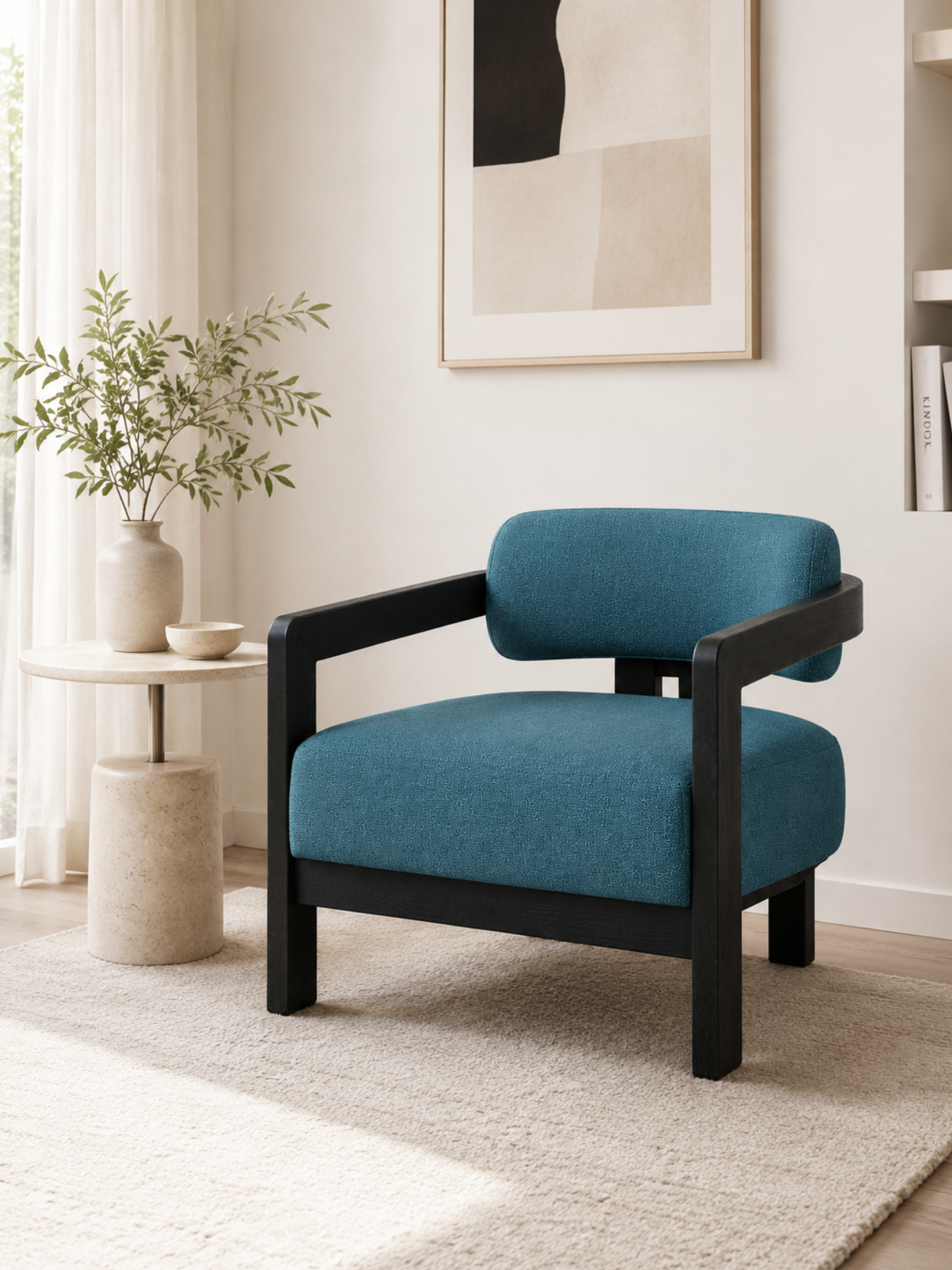 Kayra Accent Chair in Black Teak Wood Finish