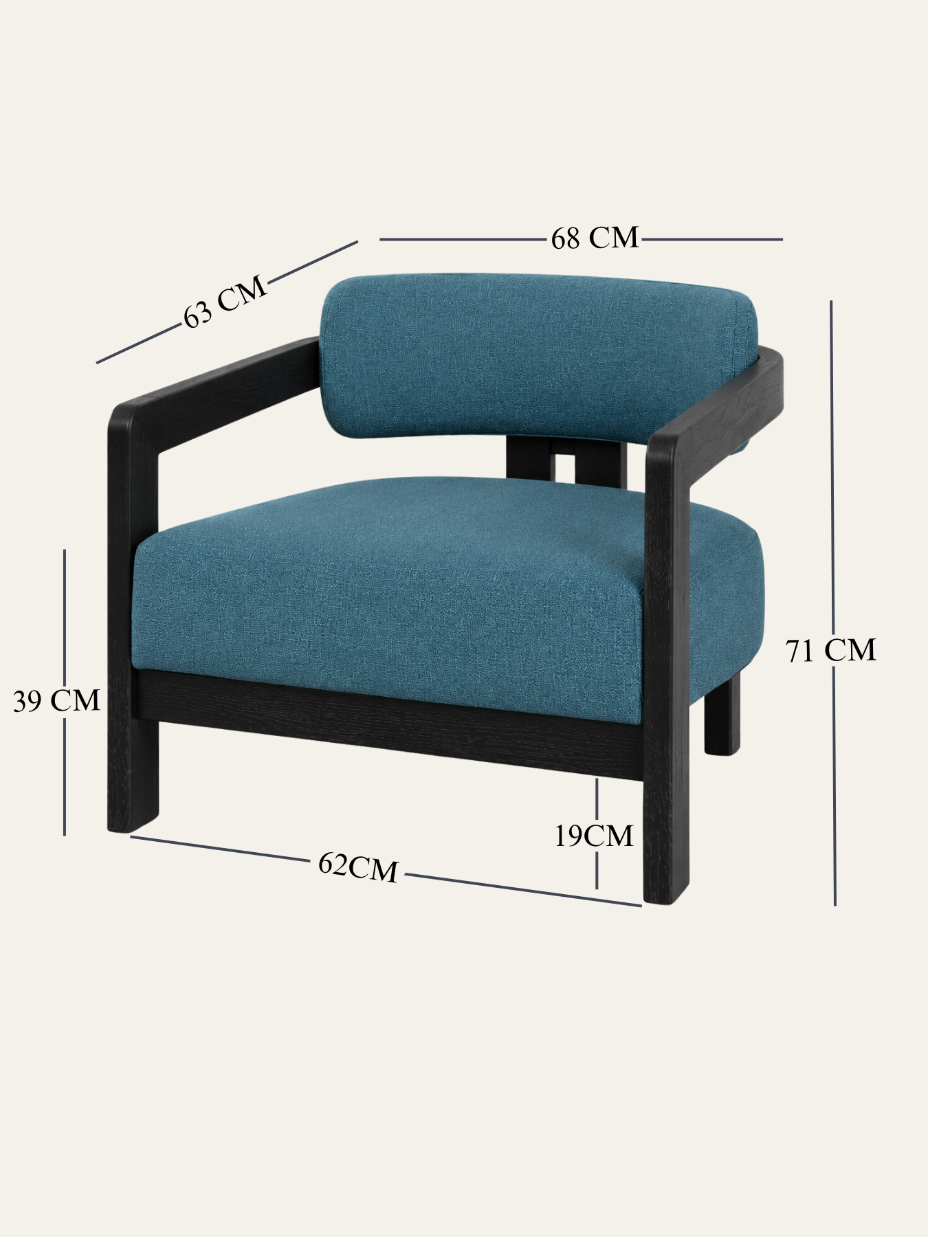 Kayra Accent Chair in Black Teak Wood Finish