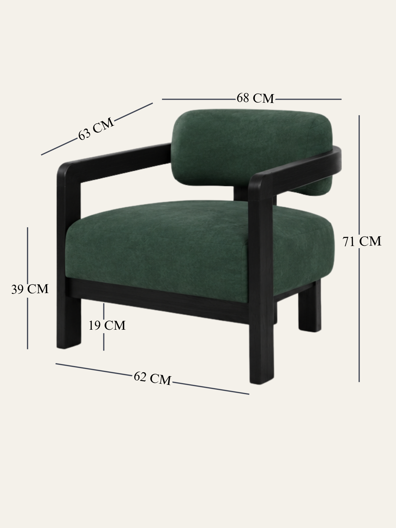 Kayra Accent Chair in Black Teak Wood Finish