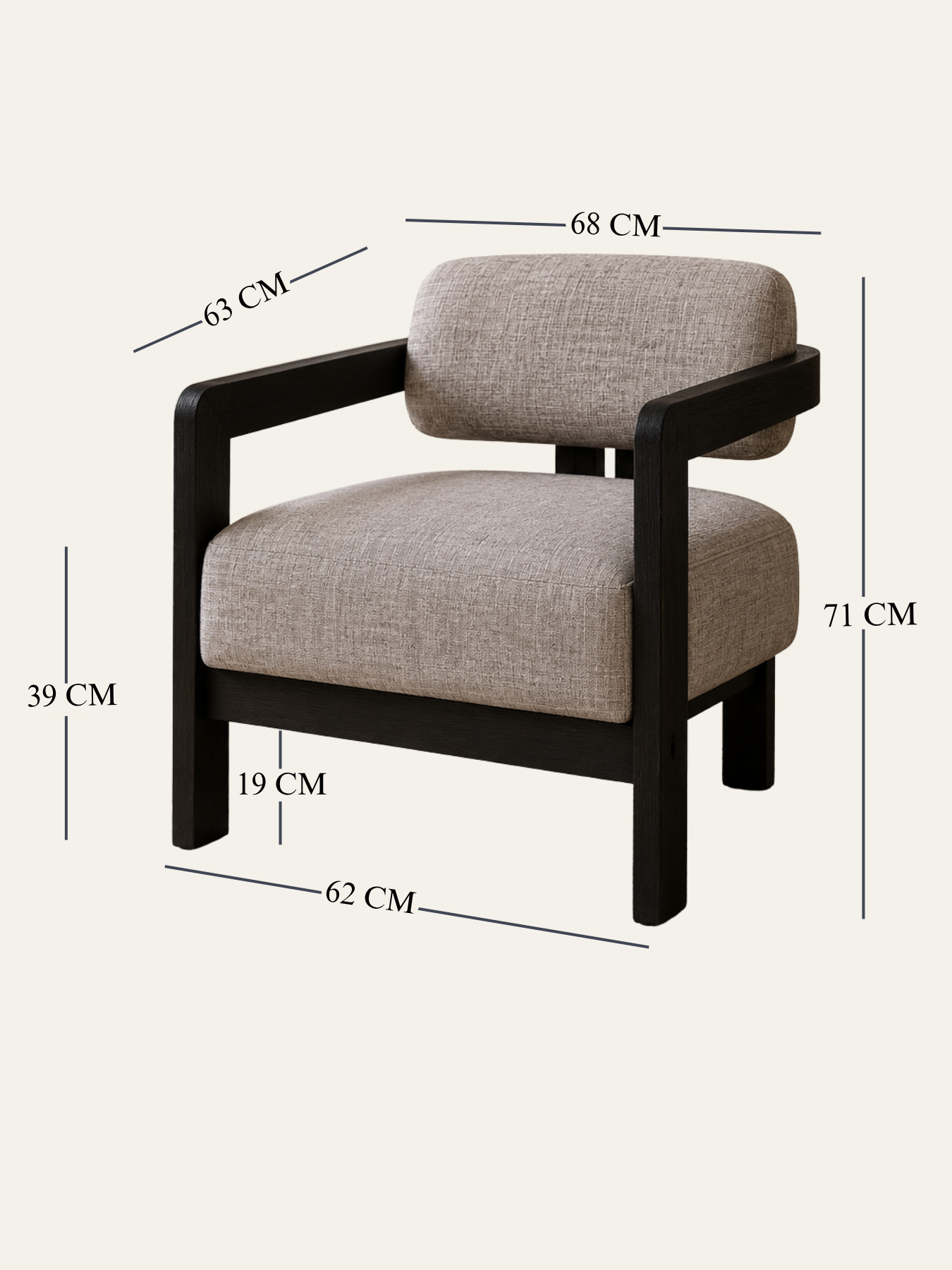 Kayra Accent Chair in Black Teak Wood Finish