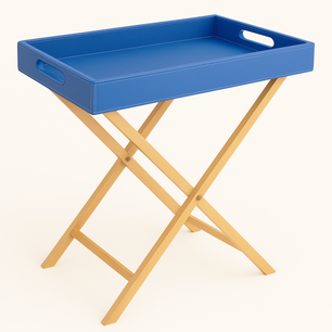 Pu Leather Foldable Tray with Metal Stand - Ink Blue