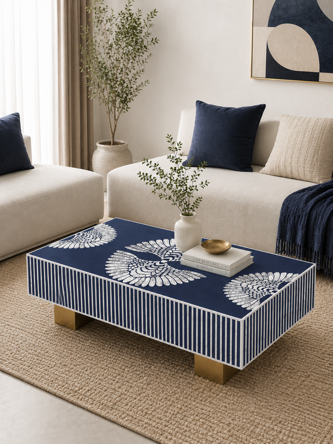Mother of Pearl Inlay Luxom Rectangular Coffee Table - Phoenixed