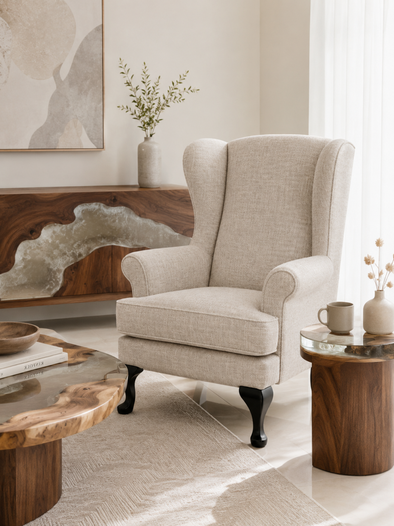Arlina Wing Chair – Premium Teak Wood