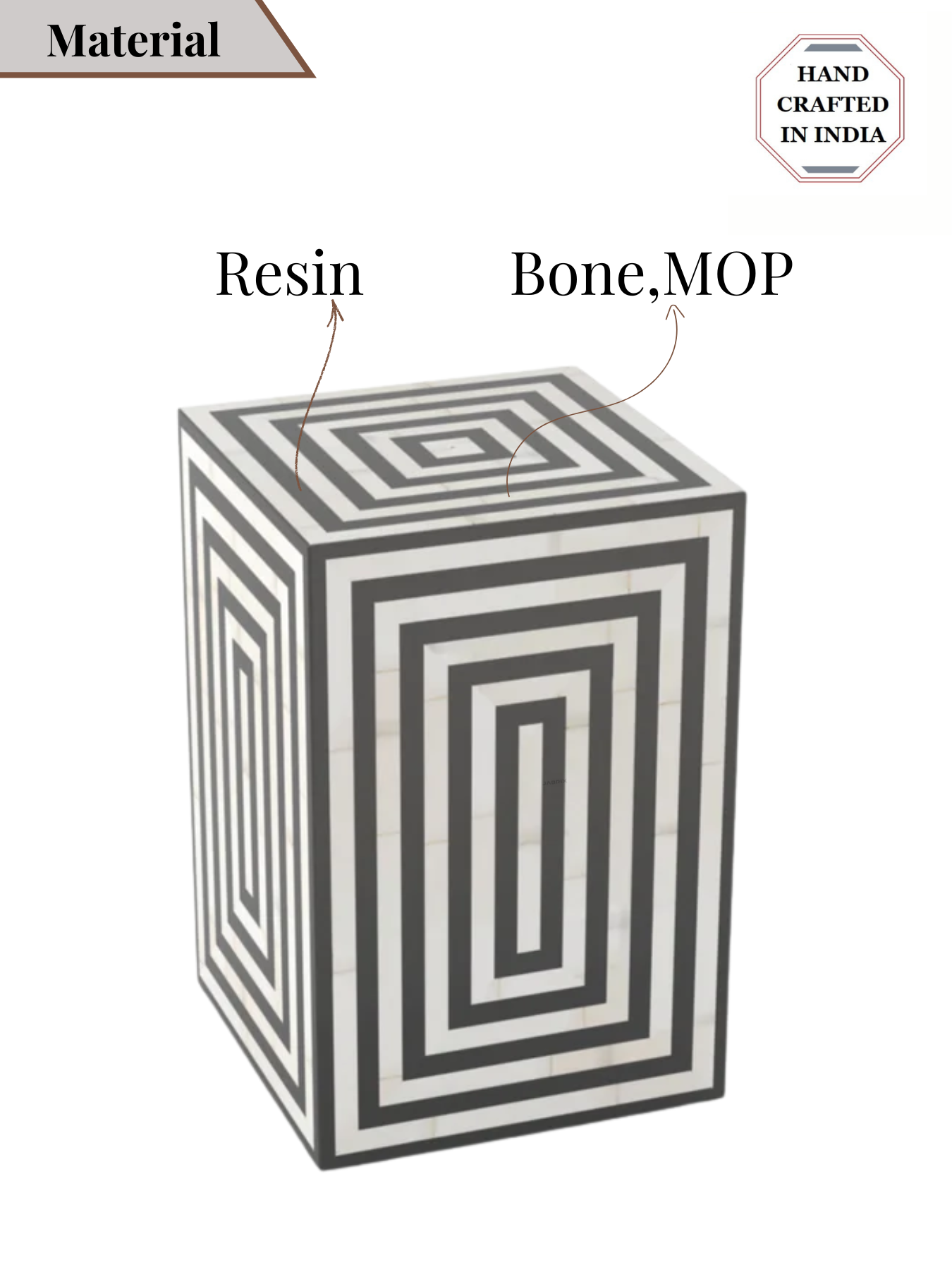 Inlay Rectangular Bedside Table