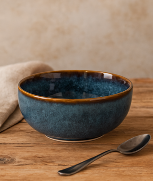 Midnight Blue Glazed Ceramic Bowl