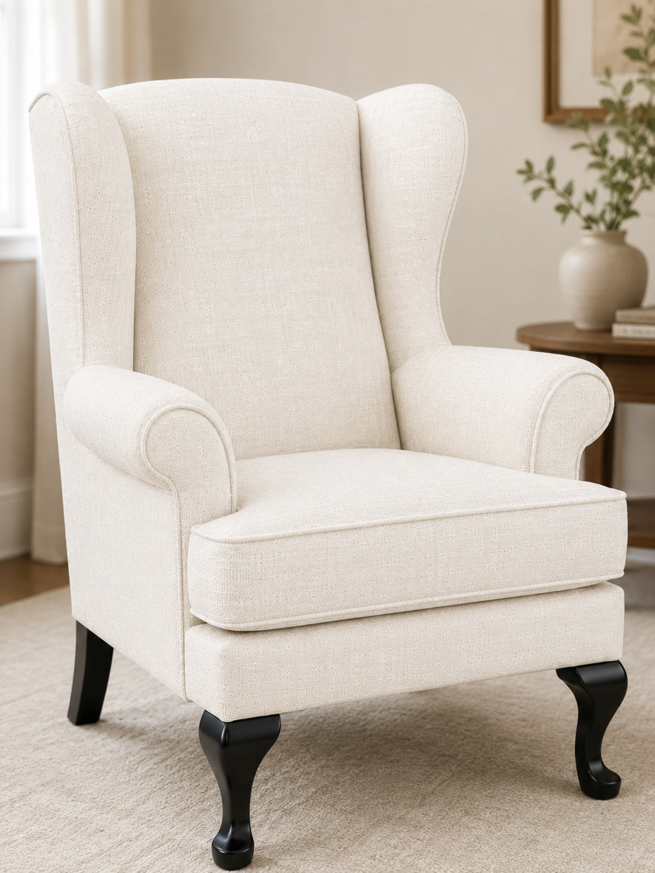 Elvara Wing Chair – Premium Teak Wood
