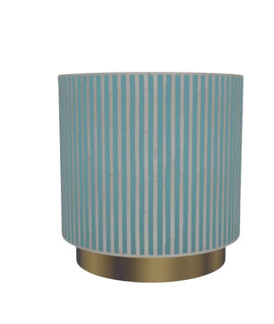 Inlay Drum Side Table with Base - Waterfall