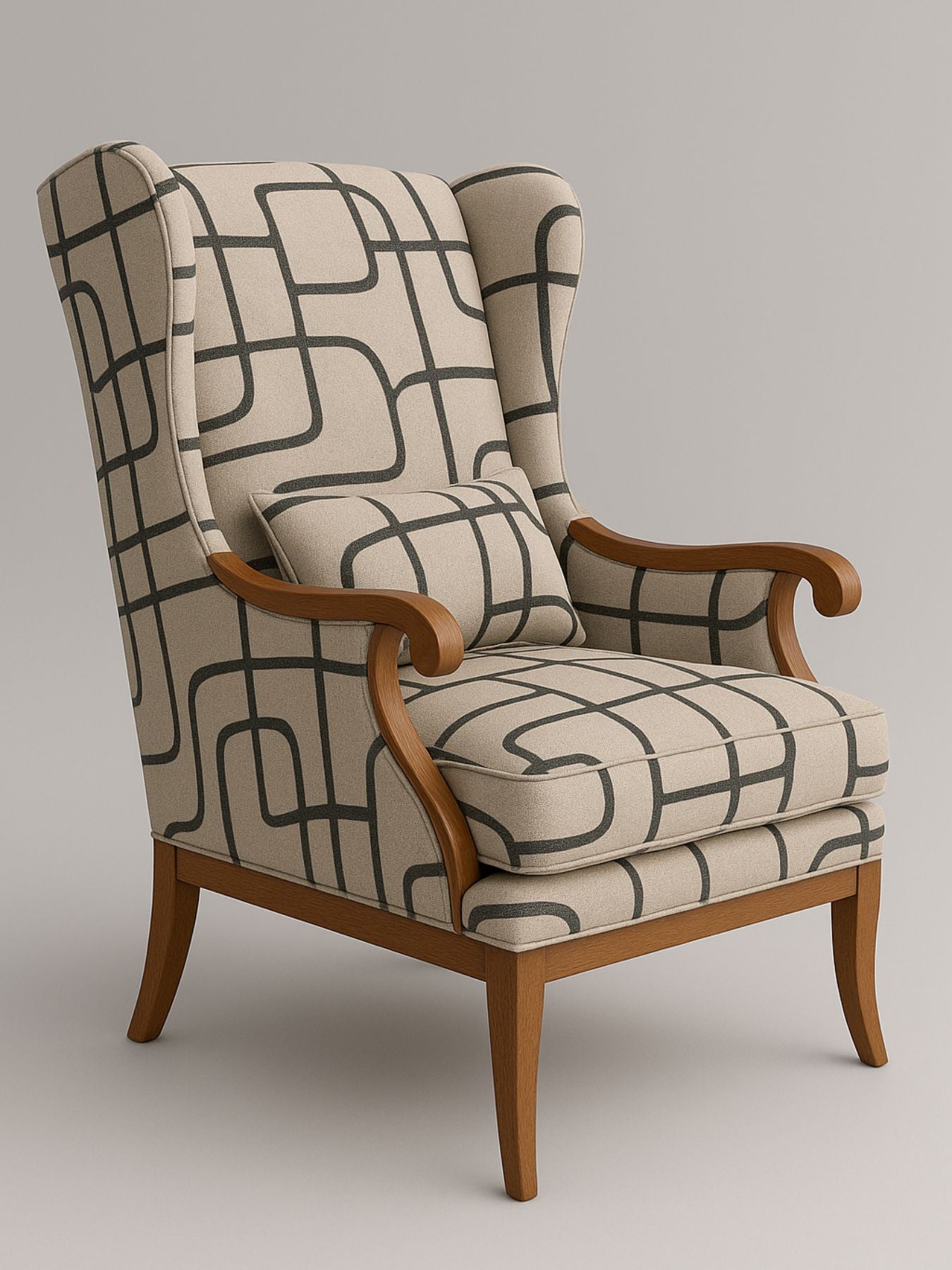 Modern Wingback Accent Chair with Contemporary Fabric