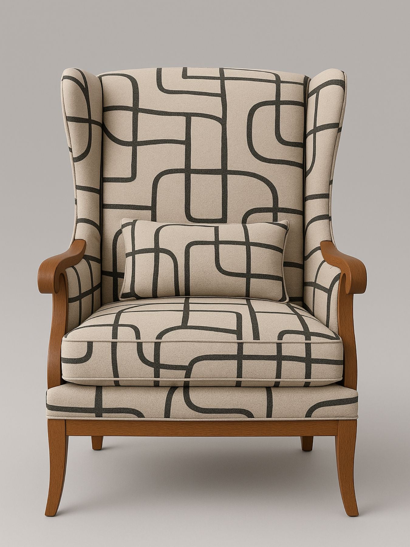 Modern Wingback Accent Chair with Contemporary Fabric