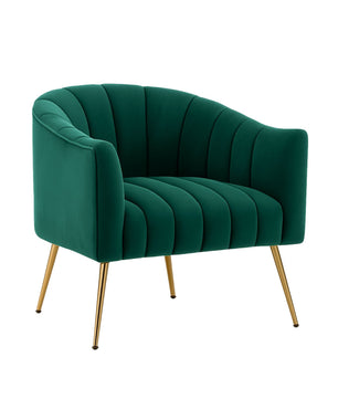 Modern Velvet Barrel Chair with Gold Metal Legs