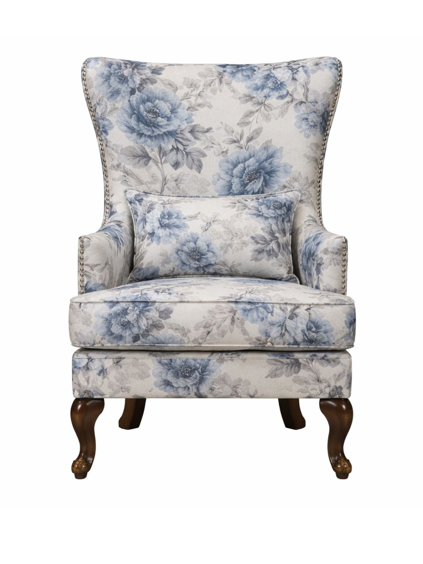 Floréva Wingback Accent Chair – Luxury Printed Fabric