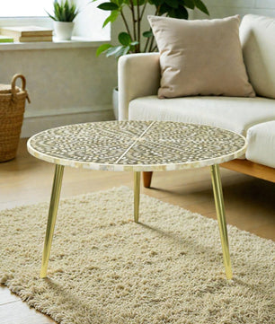Trinity Mother of Pearl Inlay Round Coffee Table