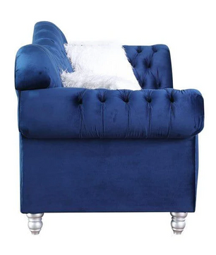 Luxury Classic America Chesterfield Tufted Camel Back Armchair Living Room Sofa, Blue
