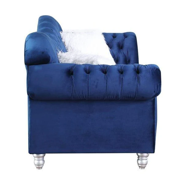 Luxury Classic America Chesterfield Tufted Camel Back Armchair Living Room Sofa, Blue