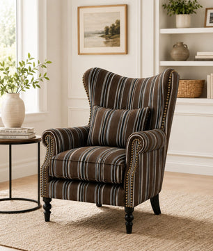 Evaniah Stripe Wing Chair