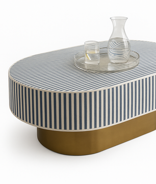 Inlay Jordan Oval Shape Coffee Table - Waterfall