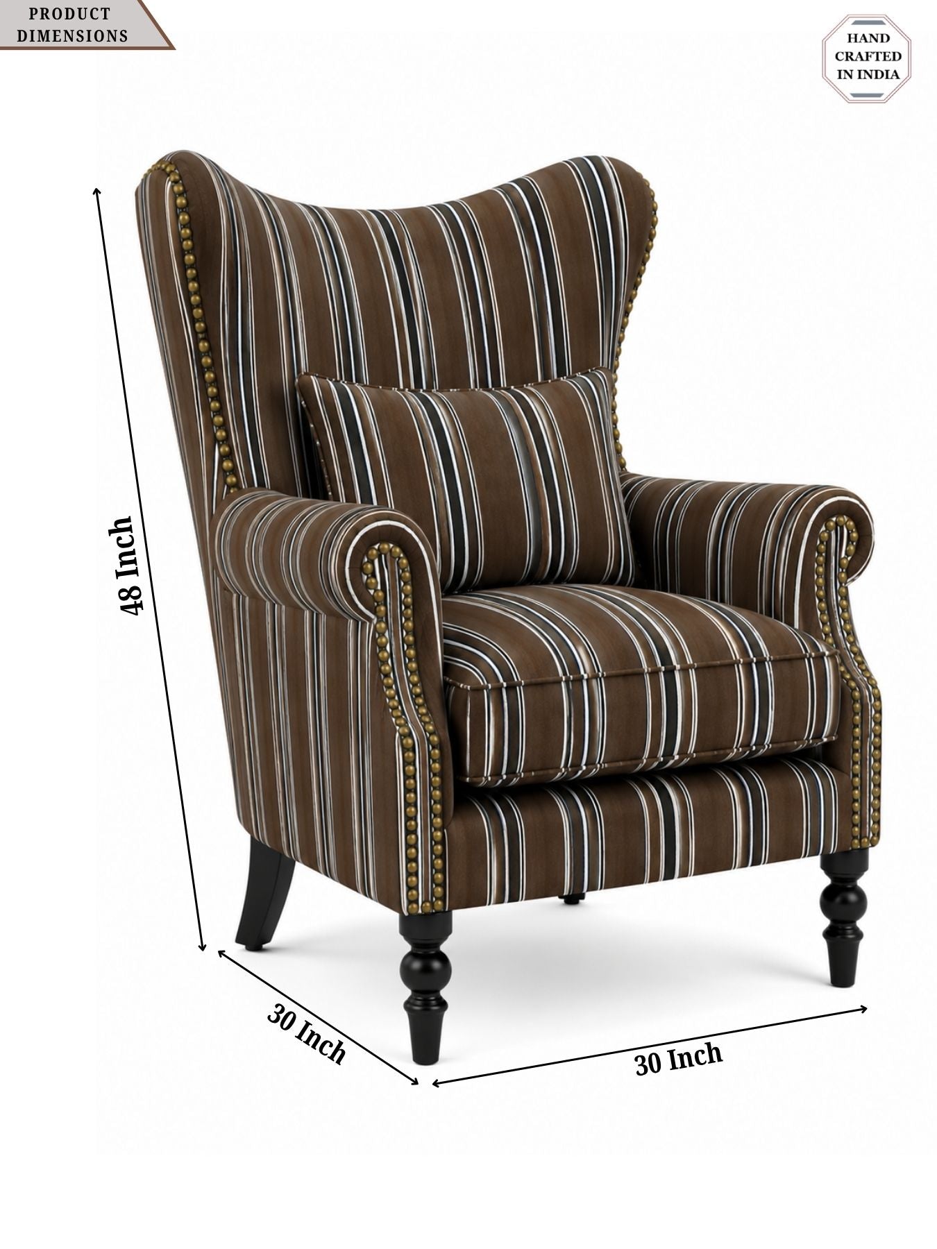 Evaniah Stripe Wing Chair
