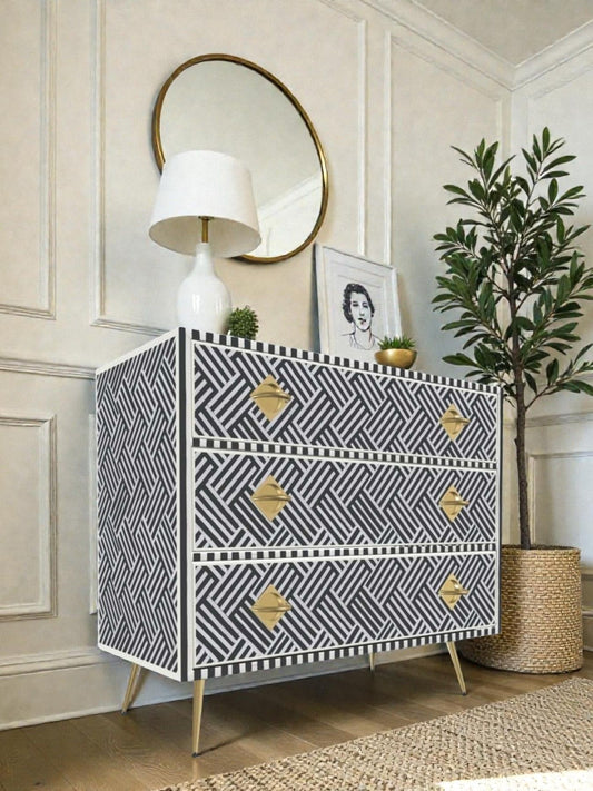 Inlay Chest of Drawers - Chevron