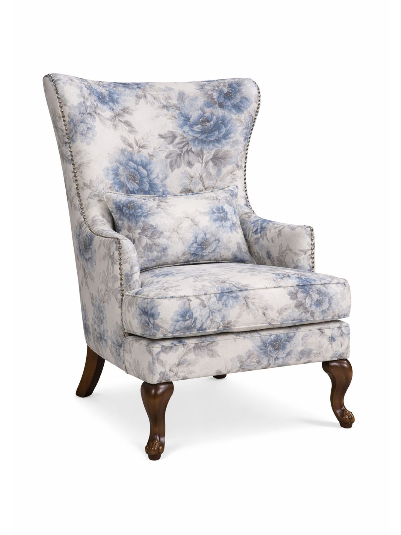 Floréva Wingback Accent Chair – Luxury Printed Fabric