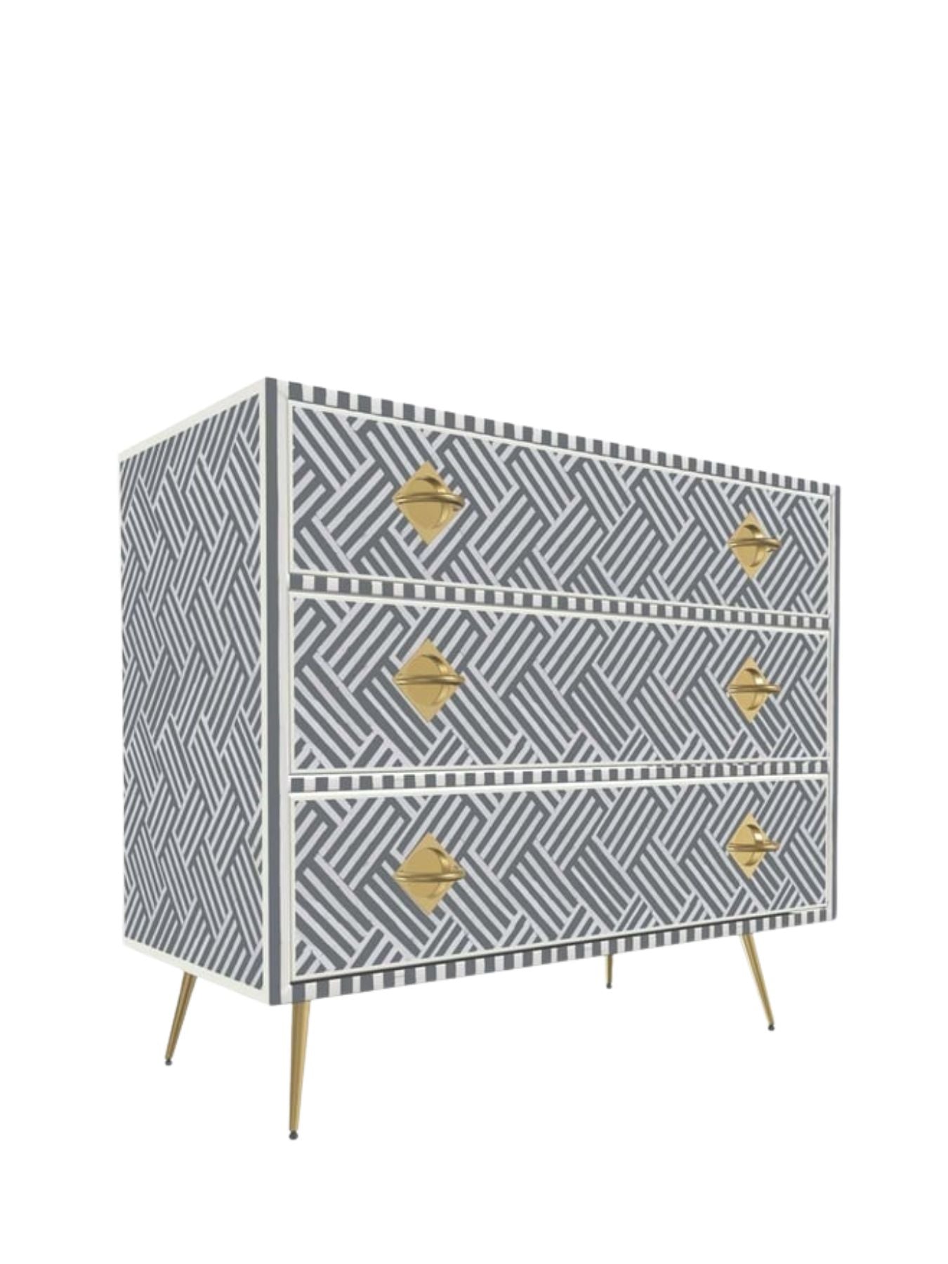 Inlay Chest of Drawers - Chevron