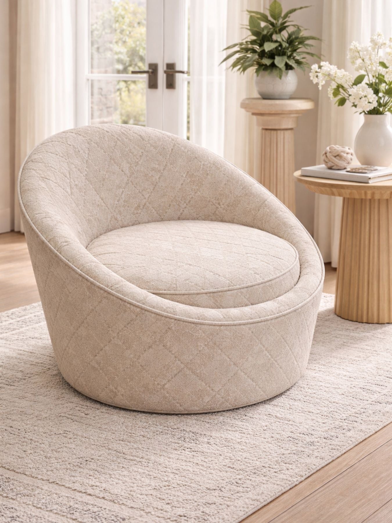 Modern Quilted Upholstered Ottoman