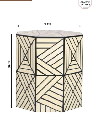 Resin Inlay Geometric Monochrome Side Table