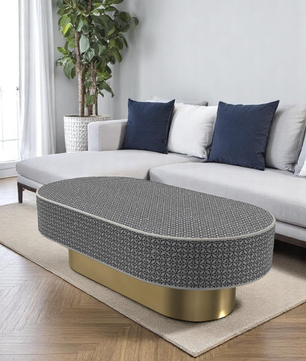 Inlay Jordan Oval Shape Coffee Table - Geometric Floral