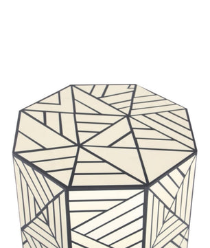 Resin Inlay Geometric Monochrome Side Table
