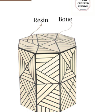 Resin Inlay Geometric Monochrome Side Table