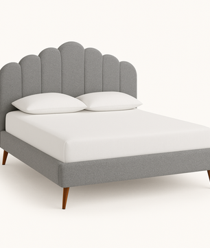 Harvey Scalloped Upholstered Wingback Bed