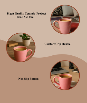 Glossy  Pink Ceramic Coffee Mug – 350ML