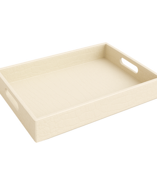 Pu Leather Foldable Tray with Metal Stand-Croco Cream